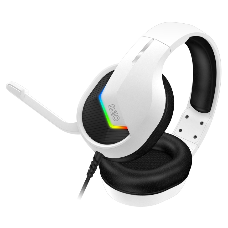 CONNECT IT CHP-3595-WH - Casque gaming filaire LED RGB avec un micro blanc/noir
