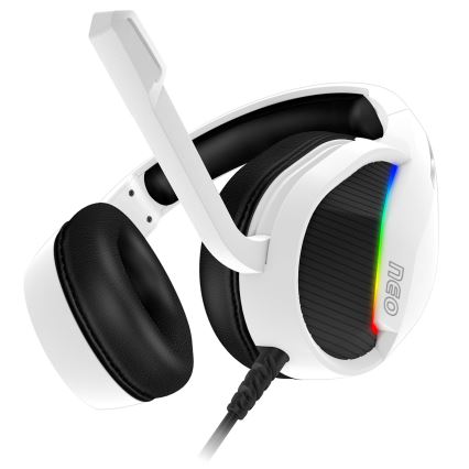 CONNECT IT CHP-3595-WH - Casque gaming filaire LED RGB avec un micro blanc/noir