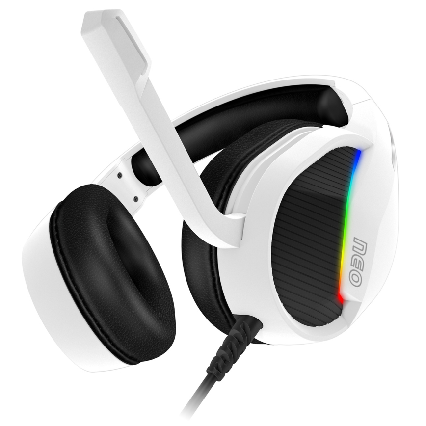 CONNECT IT CHP-3595-WH - Casque gaming filaire LED RGB avec un micro blanc/noir
