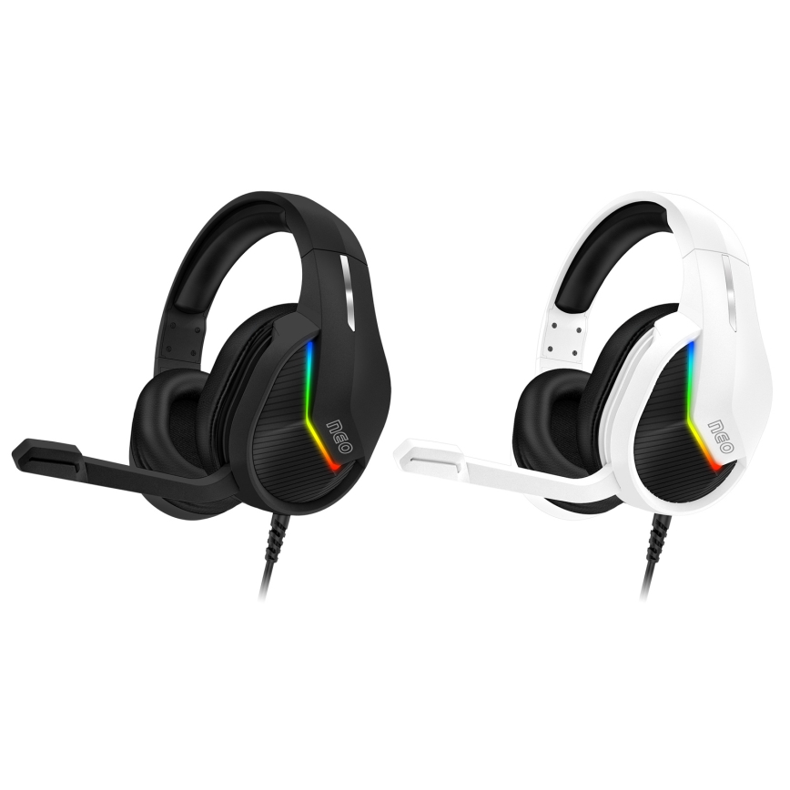 CONNECT IT CHP-3595-WH - Casque gaming filaire LED RGB avec un micro blanc/noir