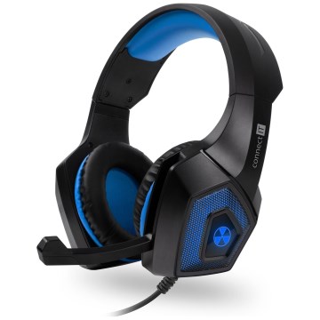 CONNECT IT CHP-5500-BL - Casque gaming filaire LED avec un micro noir/bleu
