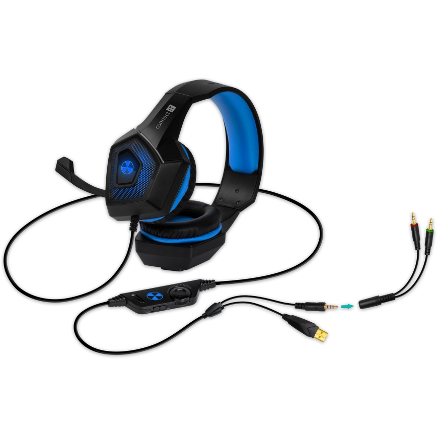 CONNECT IT CHP-5500-BL - Casque gaming filaire LED avec un micro noir/bleu