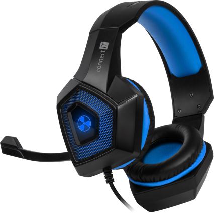 CONNECT IT CHP-5500-BL - Casque gaming filaire LED avec un micro noir/bleu