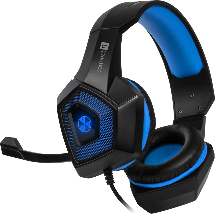 CONNECT IT CHP-5500-BL - Casque gaming filaire LED avec un micro noir/bleu