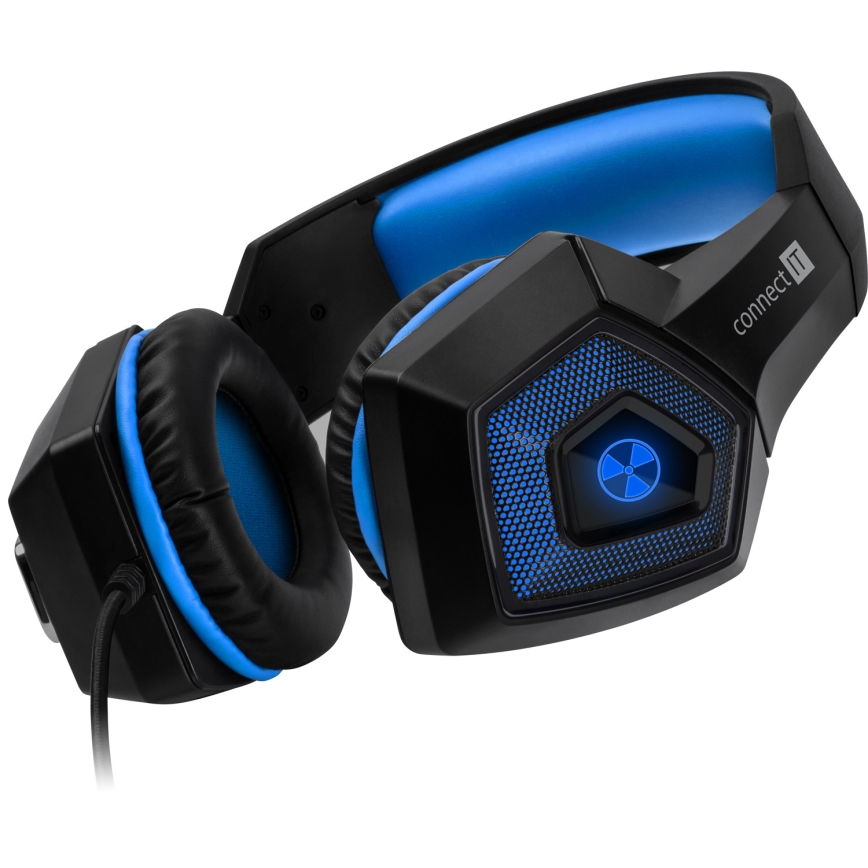 CONNECT IT CHP-5500-BL - Casque gaming filaire LED avec un micro noir/bleu