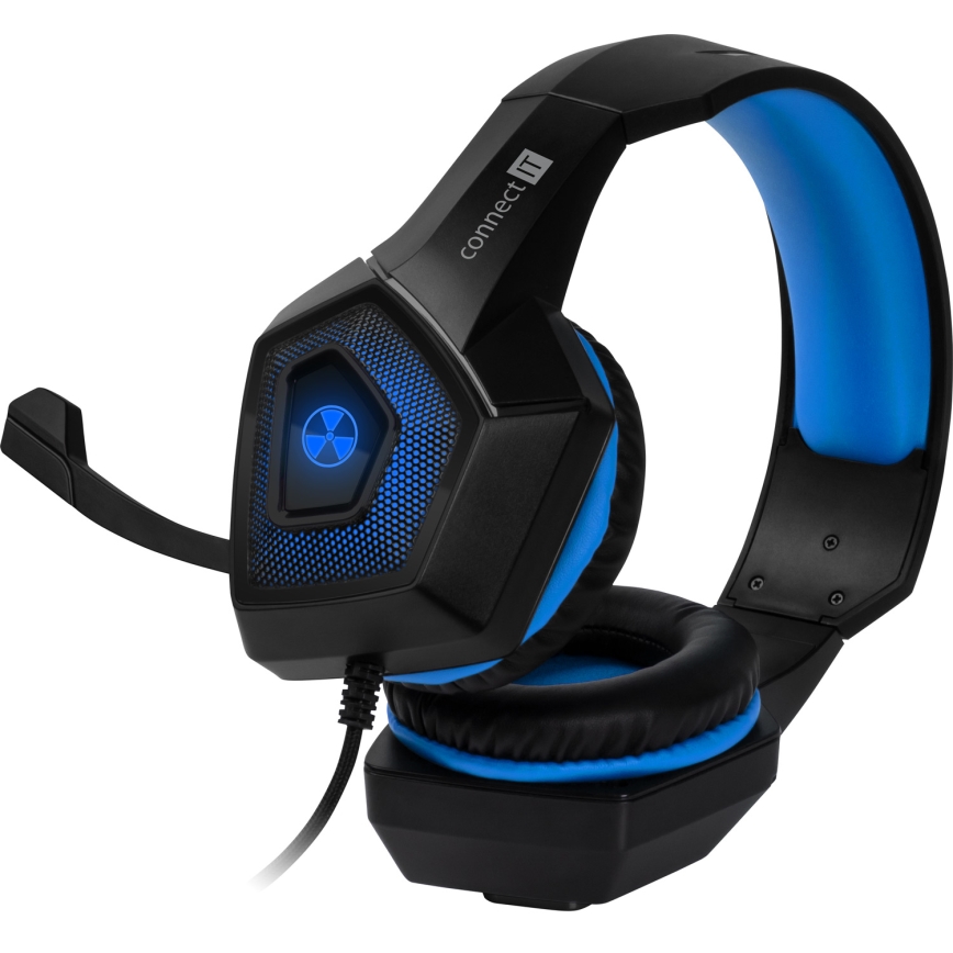 CONNECT IT CHP-5500-BL - Casque gaming filaire LED avec un micro noir/bleu