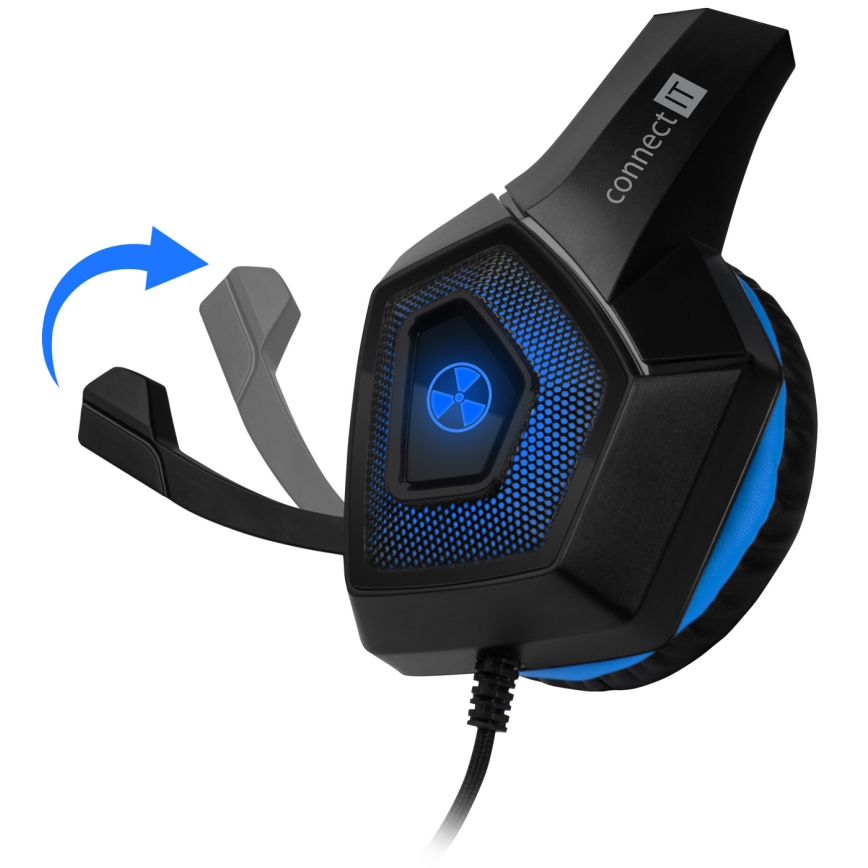 CONNECT IT CHP-5500-BL - Casque gaming filaire LED avec un micro noir/bleu