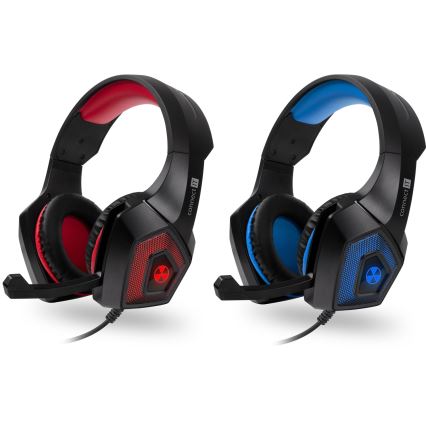 CONNECT IT CHP-5500-BL - Casque gaming filaire LED avec un micro noir/bleu