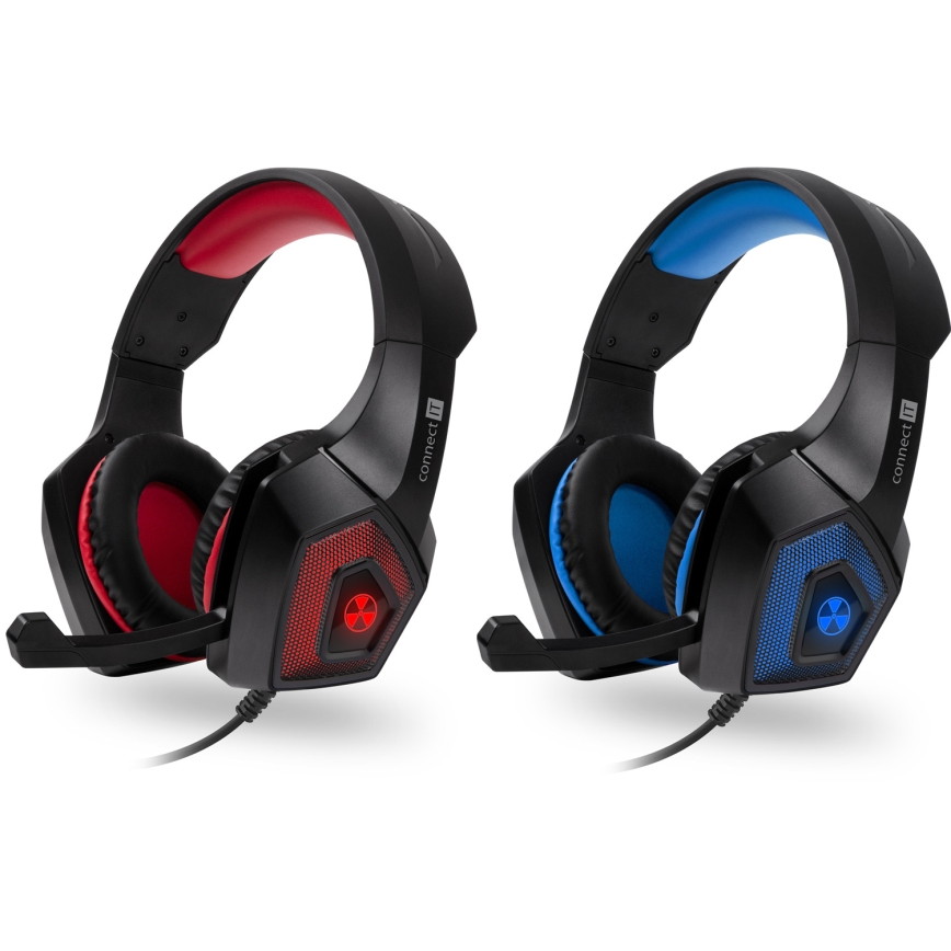 CONNECT IT CHP-5500-BL - Casque gaming filaire LED avec un micro noir/bleu