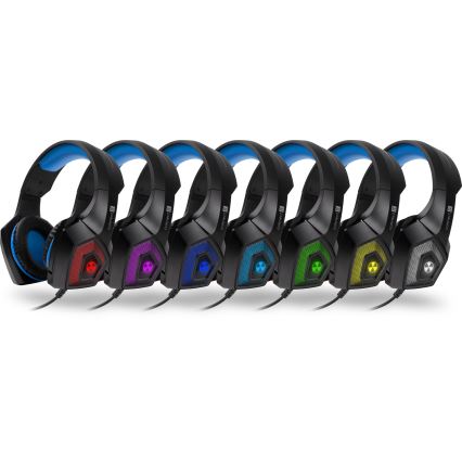 CONNECT IT CHP-5500-BL - Casque gaming filaire LED avec un micro noir/bleu