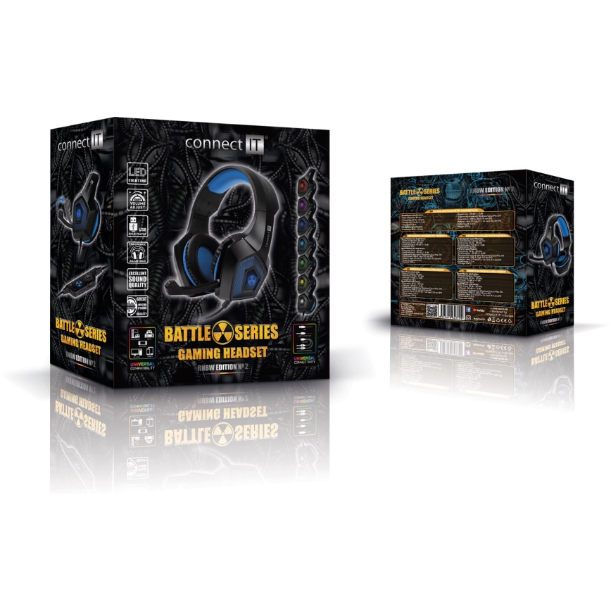 CONNECT IT CHP-5500-BL - Casque gaming filaire LED avec un micro noir/bleu