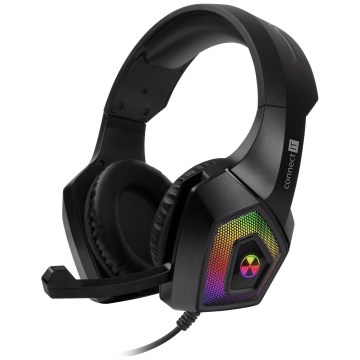 CONNECT IT CHP-5600-BK - Casque gaming filaire LED RGB avec un micro noir