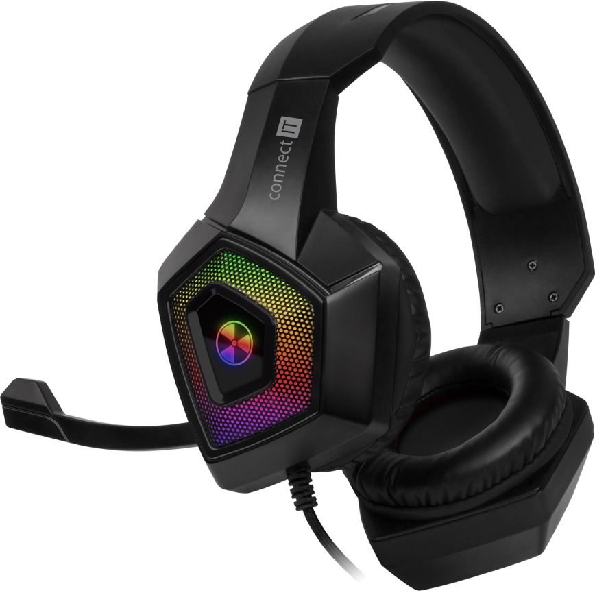 CONNECT IT CHP-5600-BK - Casque gaming filaire LED RGB avec un micro noir