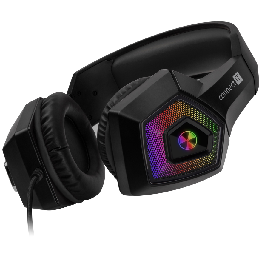 CONNECT IT CHP-5600-BK - Casque gaming filaire LED RGB avec un micro noir