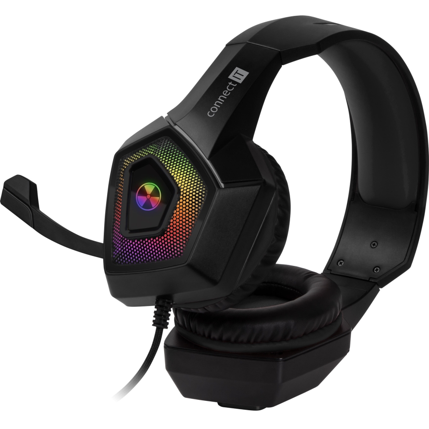 CONNECT IT CHP-5600-BK - Casque gaming filaire LED RGB avec un micro noir