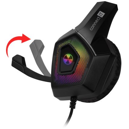 CONNECT IT CHP-5600-BK - Casque gaming filaire LED RGB avec un micro noir