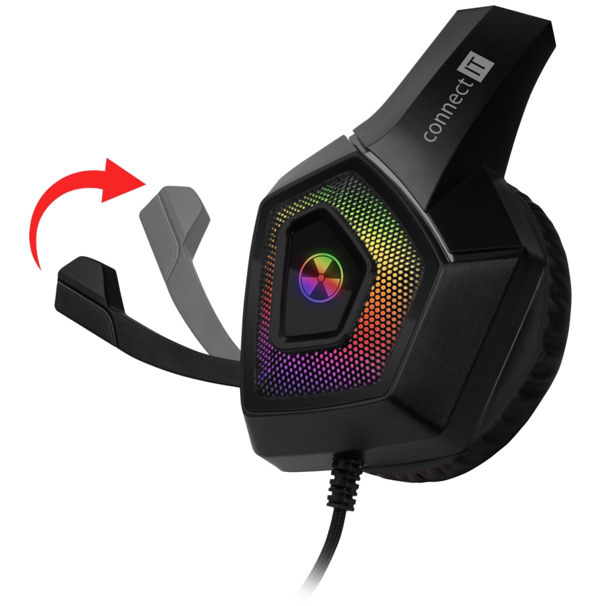 CONNECT IT CHP-5600-BK - Casque gaming filaire LED RGB avec un micro noir