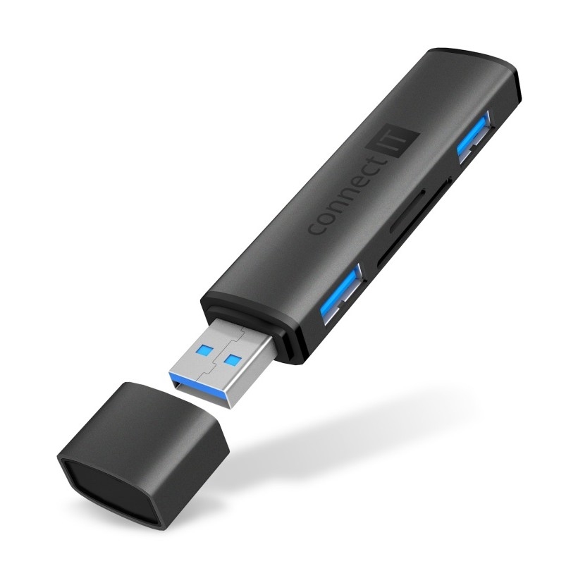 CONNECT IT CHU-4060-AN - Hub USB-A avec lecteur de carte mémoire 4en1