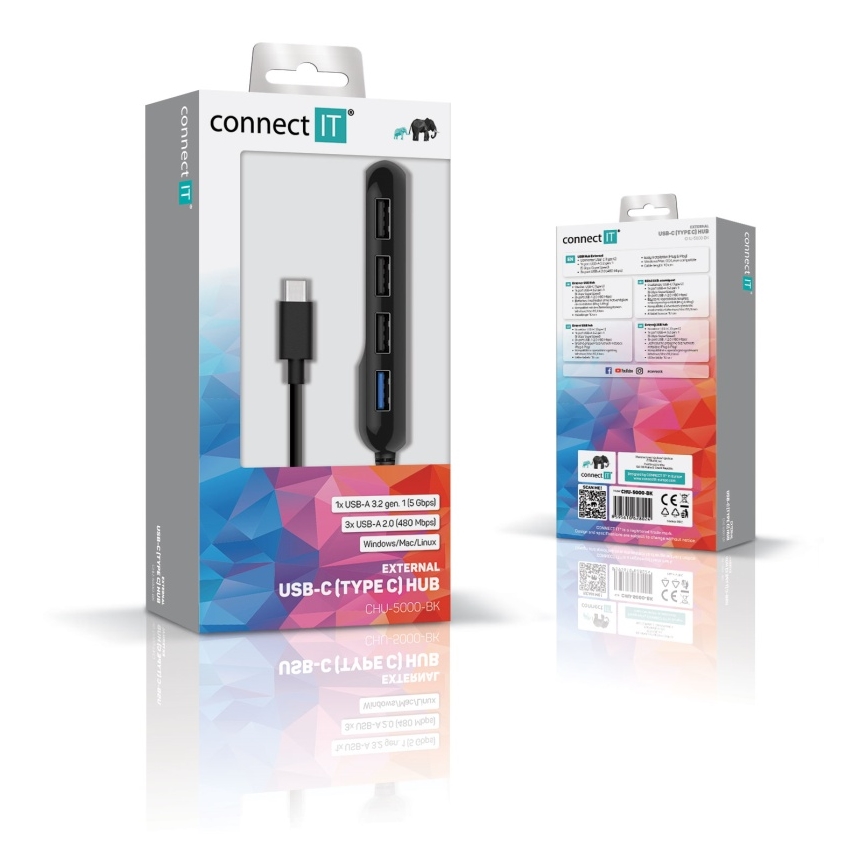 CONNECT IT CHU-5000-BK - Hub USB-C 4en1