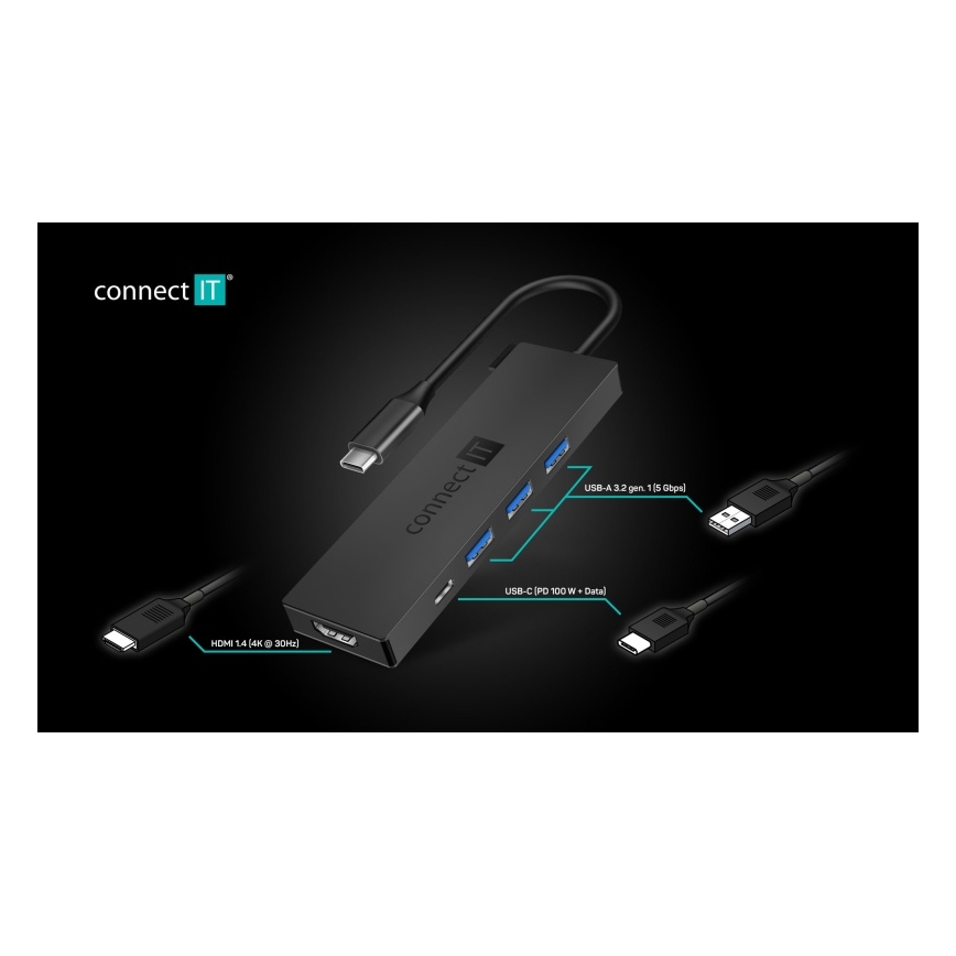 CONNECT IT CHU-8010-AN - Hub USB-C 5en1