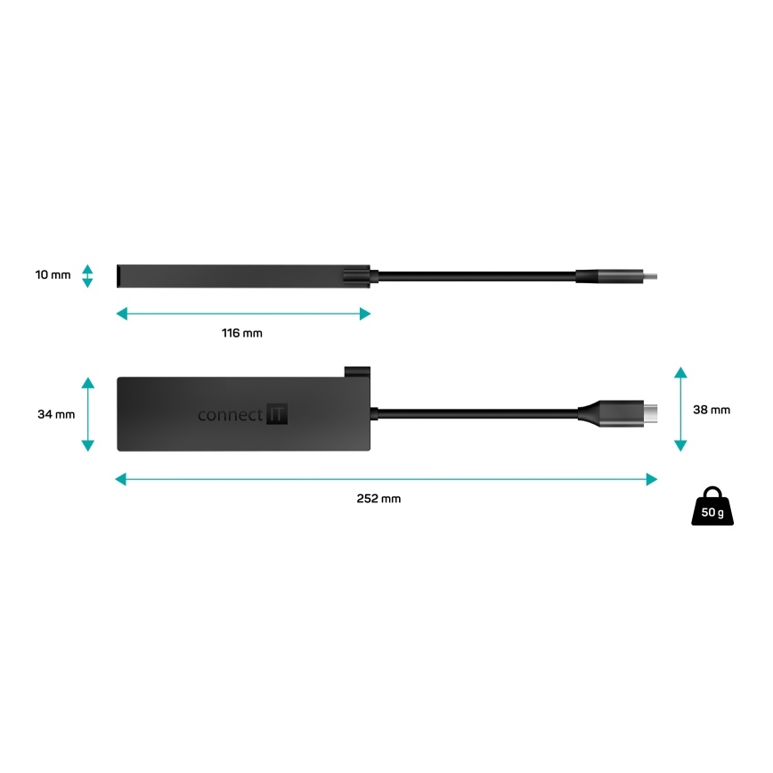 CONNECT IT CHU-8010-AN - Hub USB-C 5en1