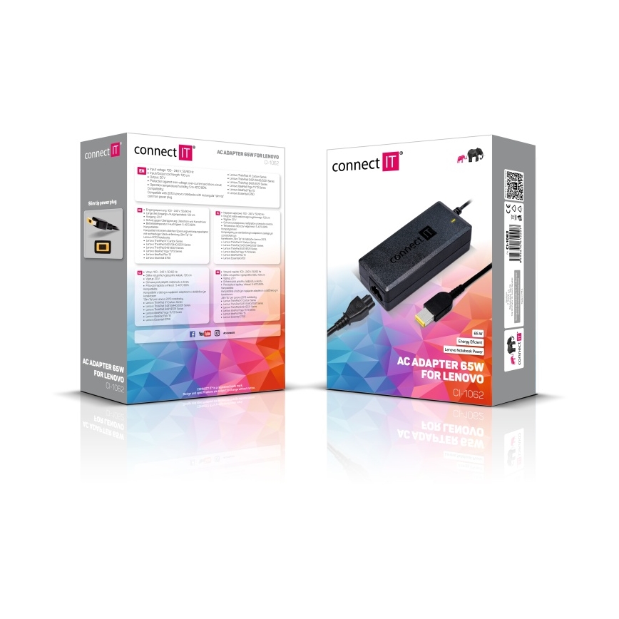 CONNECT IT CI-1062 - Adaptateur d'alimentation pour les ordinateurs portables Lenovo 65W