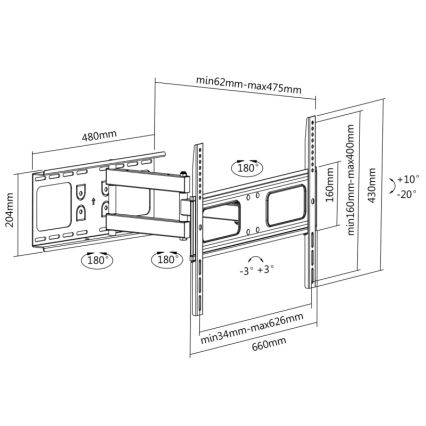 CONNECT IT CI-787 - Support mural pour TV 37-70” blanc