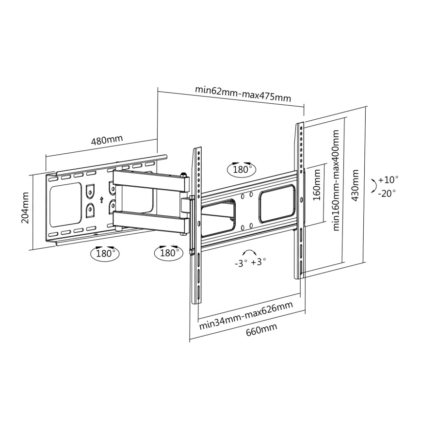 CONNECT IT CI-787 - Support mural pour TV 37-70” blanc