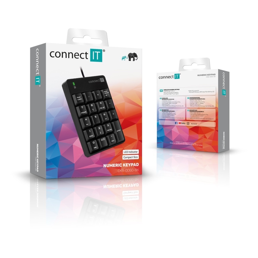 CONNECT IT CKB-0060-BK - Clavier numérique filaire noir
