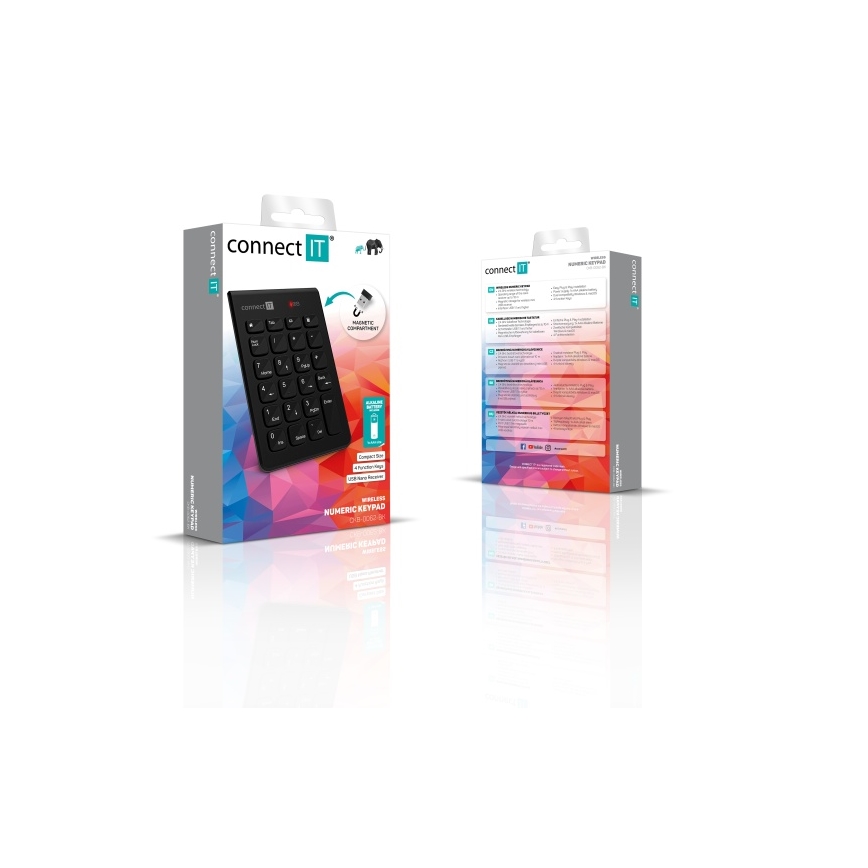 CONNECT IT CKB-0062-BK - Clavier numérique sans fil 1xAAA noir