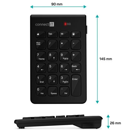 CONNECT IT CKB-0062-BK - Clavier numérique sans fil 1xAAA noir