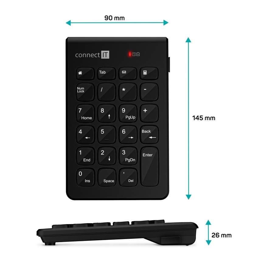 CONNECT IT CKB-0062-BK - Clavier numérique sans fil 1xAAA noir