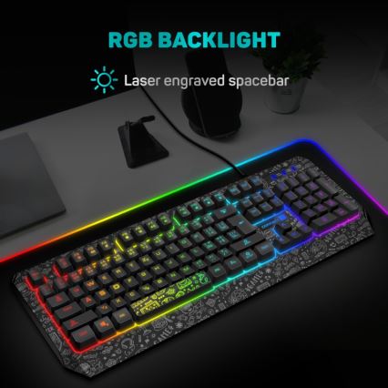 CONNECT IT CKB-3530-DD- Clavier gaming filaire LED RGB avec localisation CZ/SK noir