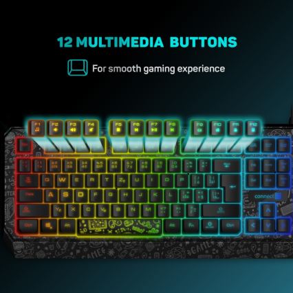 CONNECT IT CKB-3530-DD- Clavier gaming filaire LED RGB avec localisation CZ/SK noir