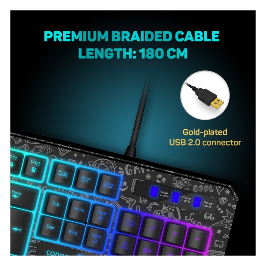CONNECT IT CKB-3530-DD- Clavier gaming filaire LED RGB avec localisation CZ/SK noir