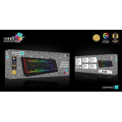 CONNECT IT CKB-3530-DD- Clavier gaming filaire LED RGB avec localisation CZ/SK noir