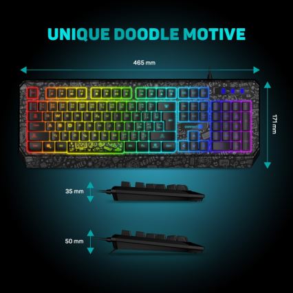 CONNECT IT CKB-3530-DD- Clavier gaming filaire LED RGB avec localisation CZ/SK noir