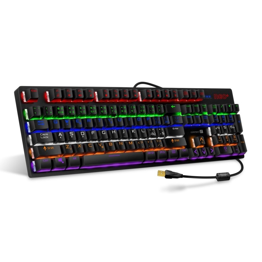 CONNECT IT CKB-3591-CS - Clavier gaming filaire LED RGB avec localisation CZ/SK noir + rouge cadre