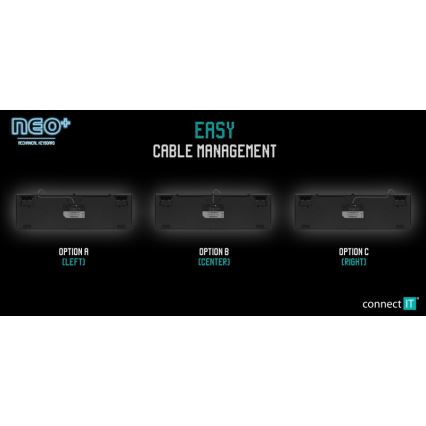 CONNECT IT CKB-3591-CS - Clavier gaming filaire LED RGB avec localisation CZ/SK noir + rouge cadre
