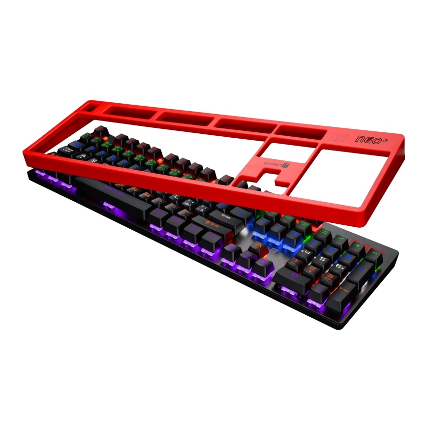 CONNECT IT CKB-3591-CS - Clavier gaming filaire LED RGB avec localisation CZ/SK noir + rouge cadre