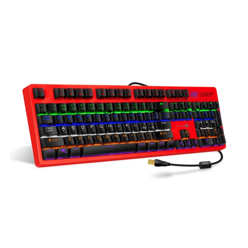 CONNECT IT CKB-3591-CS - Clavier gaming filaire LED RGB avec localisation CZ/SK noir + rouge cadre