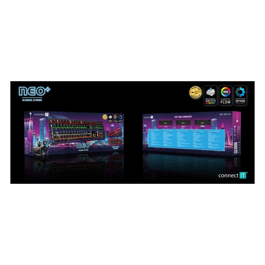 CONNECT IT CKB-3591-CS - Clavier gaming filaire LED RGB avec localisation CZ/SK noir + rouge cadre