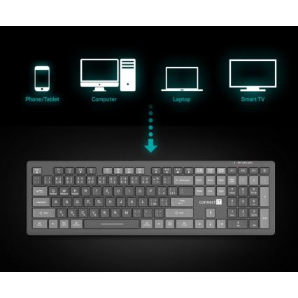 CONNECT IT CKB-5060-CS - Clavier silencieux et discret avec localisation CZ/SK 350 mAh
