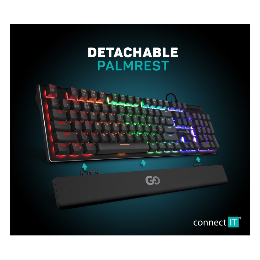 CONNECT IT CKB-7050-CS - Clavier gaming filaire LED RGB avec localisation CZ/SK noir