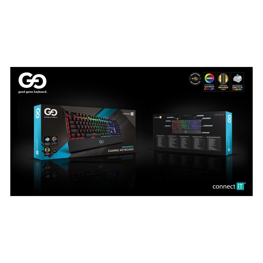 CONNECT IT CKB-7050-CS - Clavier gaming filaire LED RGB avec localisation CZ/SK noir