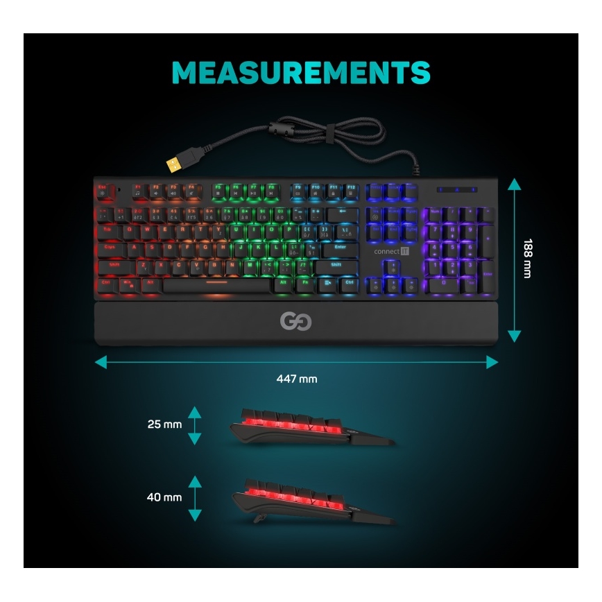 CONNECT IT CKB-7050-CS - Clavier gaming filaire LED RGB avec localisation CZ/SK noir