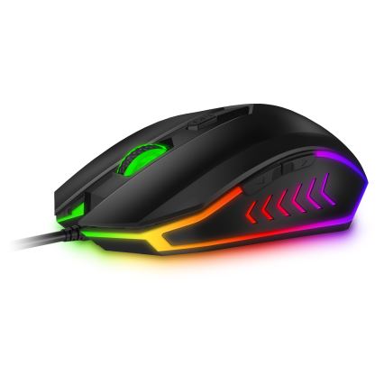 CONNECT IT CKM-3200-CS - Clavier de jeu filaire LED RGB et souris de jeu 1200/1800/2400/3600 DPI avec localisation CZ/SK noir