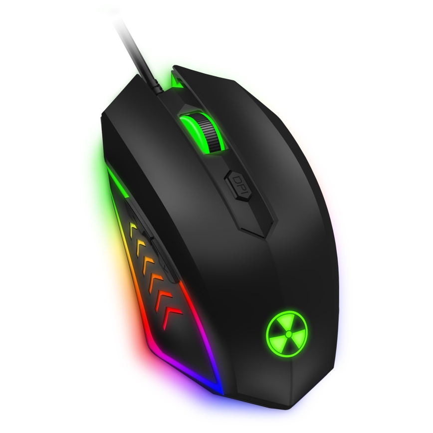 CONNECT IT CKM-3200-CS - Clavier de jeu filaire LED RGB et souris de jeu 1200/1800/2400/3600 DPI avec localisation CZ/SK noir