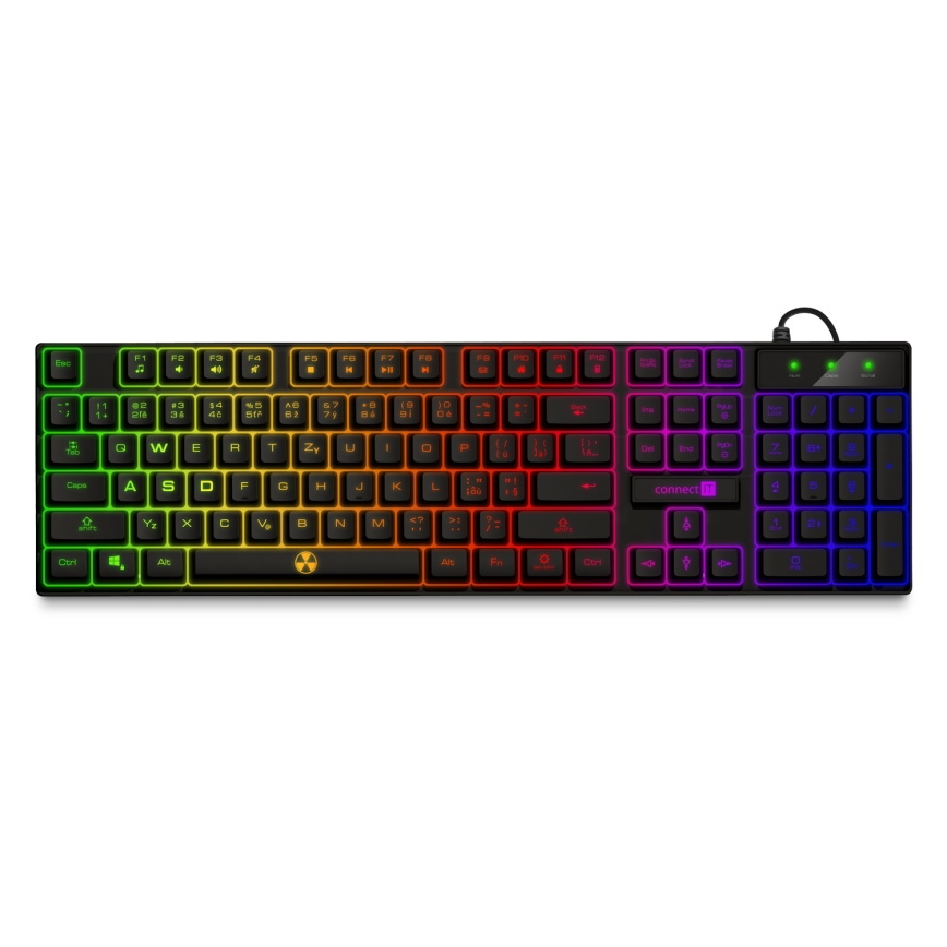 CONNECT IT CKM-3200-CS - Clavier gaming filaire et gaming souris LED RGB 1200/1800/2400/3600 DPI avec localisation CZ/SK noir