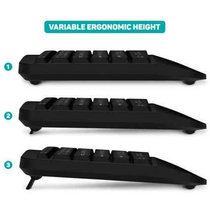 CONNECT IT CKM-6010-CS - Clavier sans fil ergonomique et souris 800/1200/1600/2400 DPI avec localisation CZ/SK 1xAA + 2xAAA noir